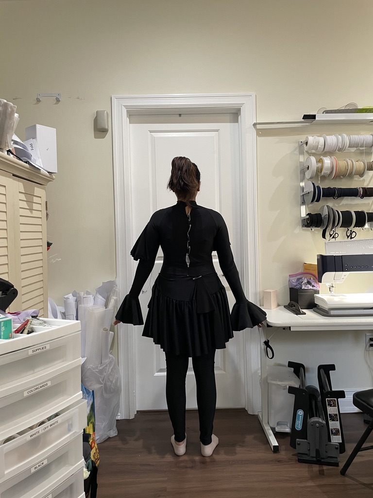 Construction detail, flower placement on sleeve